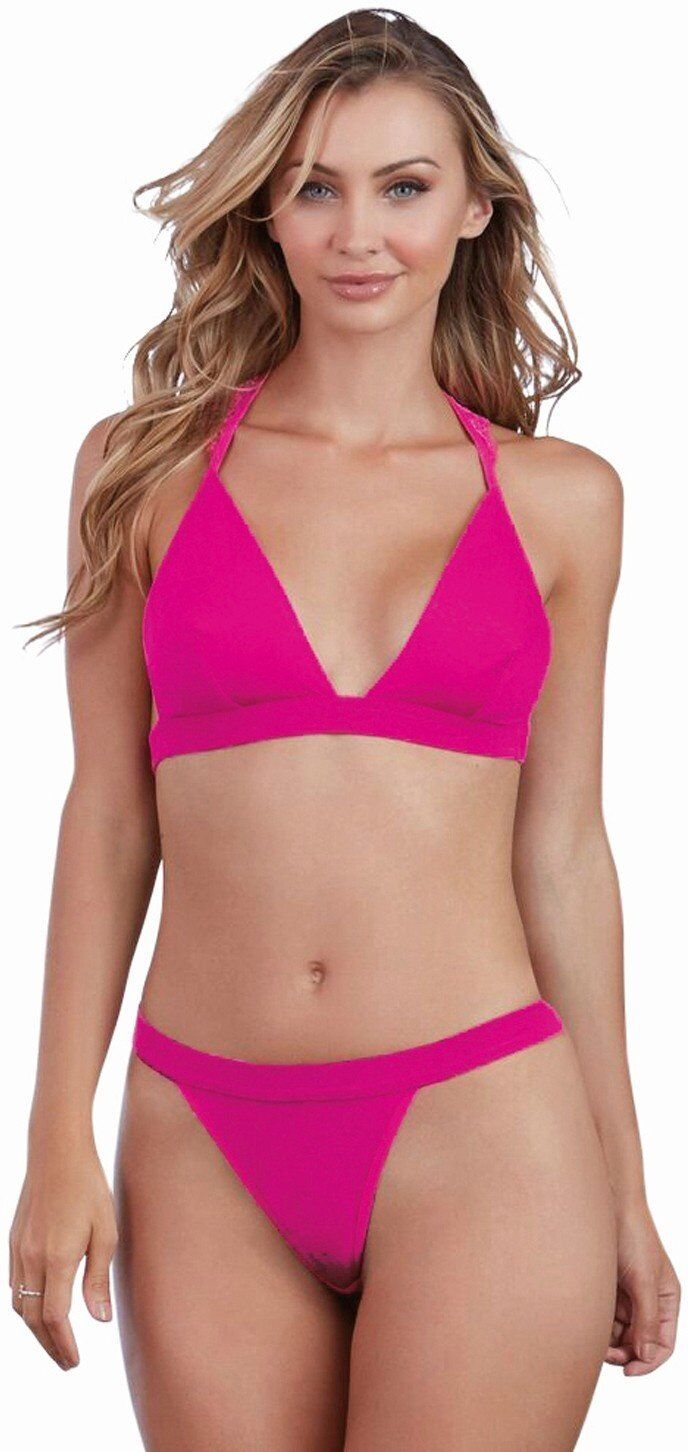 Dreamgirl Ensemble magenta jersey et dentelle
