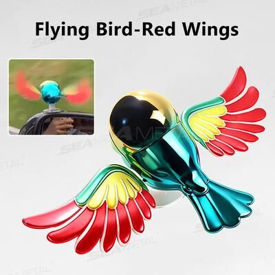 Fusion Finds Wind Powered Bird Car Ornament With Flapping Wings For Cars, Motorcycles & Bikes red Wing