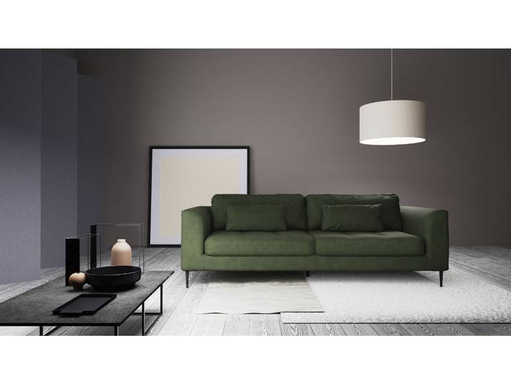 3-Sitzer TRENDMANUFAKTUR Luzi, gemütlich elegant, tolle Detailverarbeitung, Steppung im Sitz , grün (rain forest), B:220cm H:80cm T:99cm, 100% Polyester, Sofas, 3-Sitzer, inklusive Nierenkissen