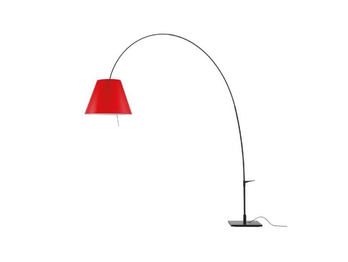 Luceplan Lady Costanza D13E d Stehleuchte Roter Schirm, Gestell schwarz lackiert
