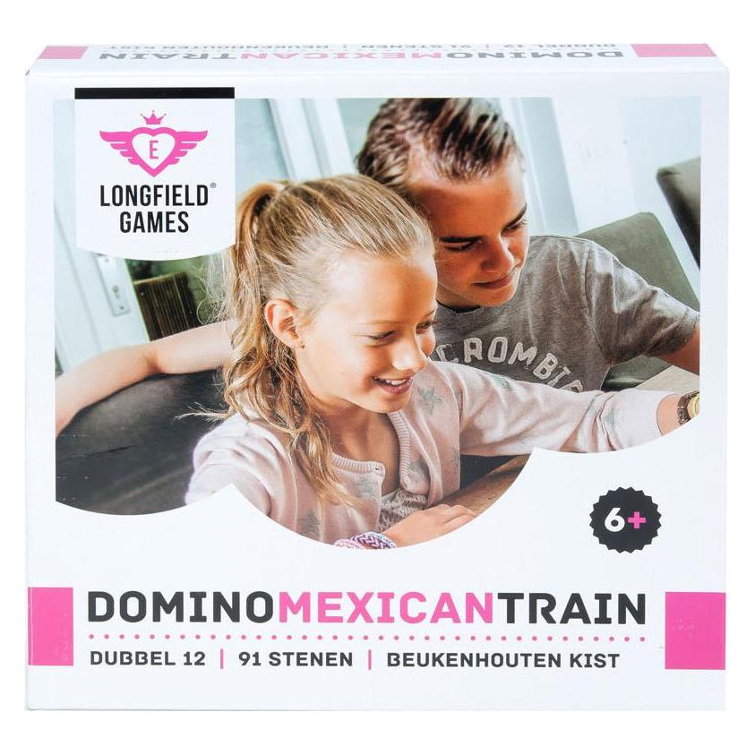 Longfield Domino D12 'Mexican Train' Holzkiste - 91 Steine (Deutsch, Französisch, 2 - 6 Spieler) (250150)