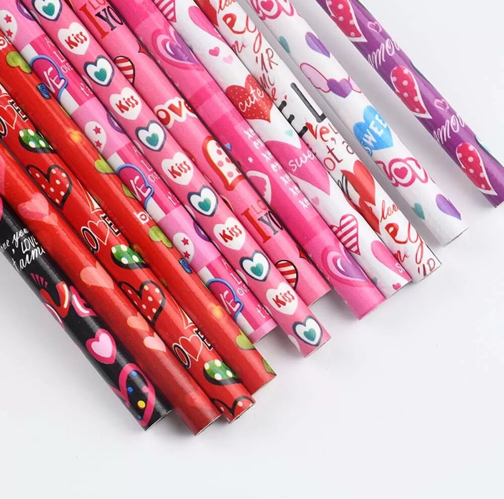 INF Herz Cartoon Bleistifte 12er-Pack - HB Graphitstifte mit Radiergummis zum Zeichnen, Skizzieren & Malen