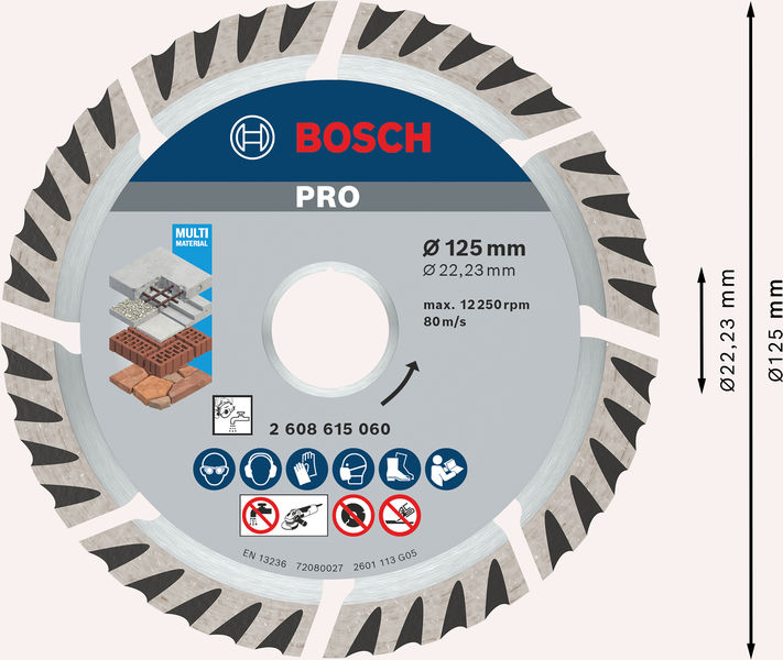 Bosch PRO Multi Material Diamanttrennscheibe, 125 x 22,23 mm 2608615060