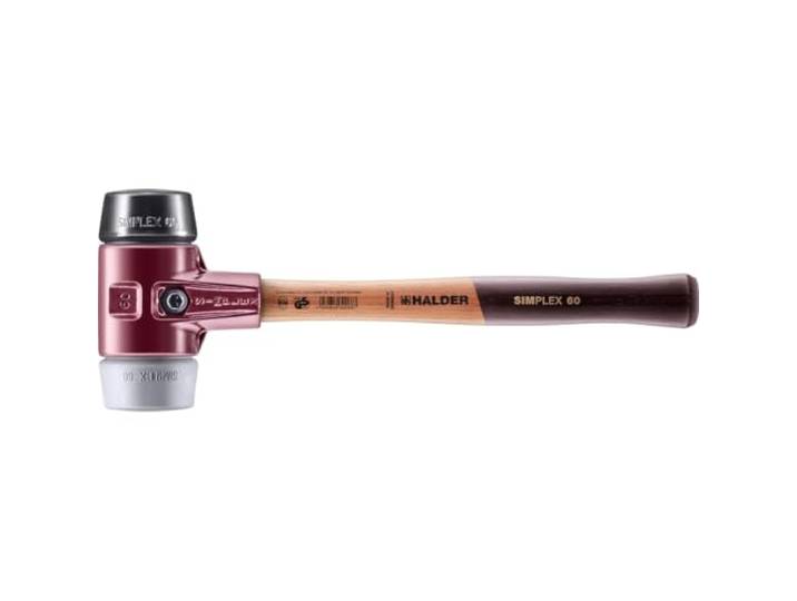 Maillet SIMPLEX\, TPE moyen/caoutchouc chargé; avec boîtier en fonte malléable et manche en bois D=60 mm 3023.060