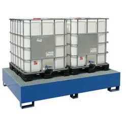 Hardwex IBC-Auffangwanne mit Gitterrost, unterfahrbar, lackiert, für 2 x 1000 l IBC
