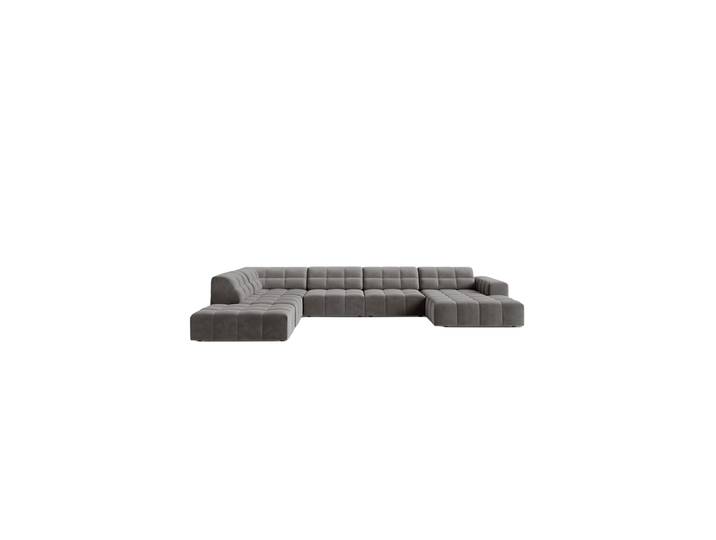 7-Sitzer Design Panorama-Sofa „Chicago“ Samt Hellgrau chosen by Bloomingloft
