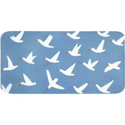 BADEMATTE Vögel - Weiß - Muster Badezimmerteppich 120x60 cm