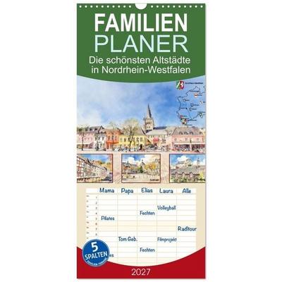 Familienplaner 2027 - Die schönsten Altstädte in Nordrhein-Westfalen mit 5 Spalten (Wandkalender, 21 x 45 cm) CALVENDO