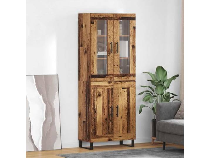 RJPLMFV Anrichte mit 2 Türen, Holz, Technik, Glas Moderne Griffe aus Eisen, Regale, für Wohnzimmer oder Esszimmer