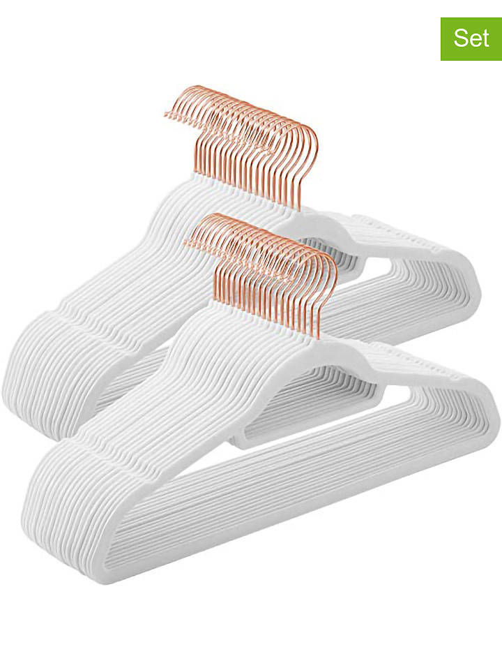 SONGMICS 50er-Set: Kleiderbügel in Weiß/ Roségold - (B)43,5 x (H)22,5 cm - onesize