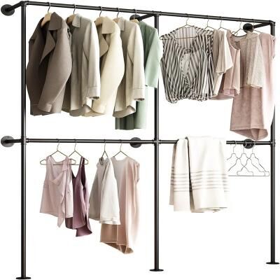 No "Industrial Pipe Clothing Rack Wall Mounted - 11.8""D x 71""W x 82.6""H"