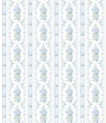 LoveShackFancy Dreamy Days Sweet Blue Stripe and Floral Wallpaper