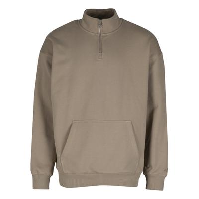 Sweater DEF "DEF DEF Zipper Crewneck", Herren, Gr. M, beige (greige), 80% Baumwolle, 20% Polyester, unifarben, Rundhals, Sweatshirts Sweater