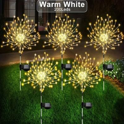 Uplifted Goods Solar Fireworks Lights For Outdoor Decoration warm White 150led 8modes