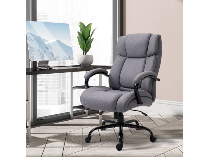 Fauteuil de bureau ergonomique charge max. 220 kg gris clair assise large accoudoirs hauteur réglable