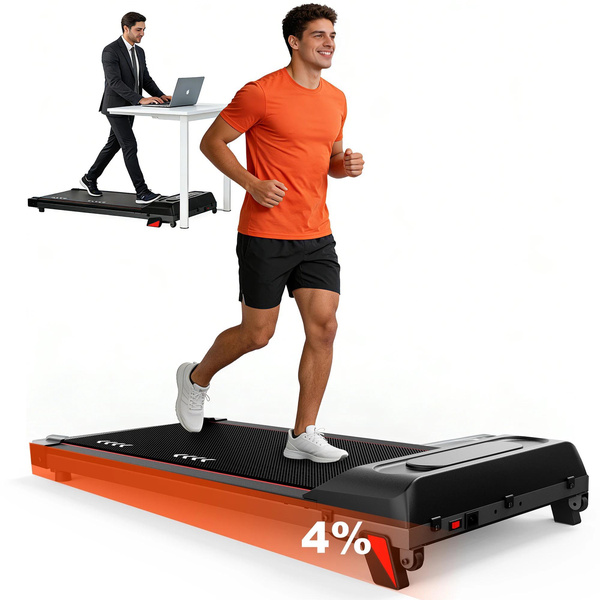 Walking Pad Schreibtisch-Laufband - Elektrisches Laufband - Motor 2,25 PS - Tragkraft 100 kg - Verstellbare 4 % Steigung - Leise kompakte Bauweise - Für Büro und Zuhause
