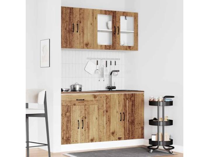 KTHLBRH Kalmar Küchenmöbel-Set, 4-teilig, antikes Holz Stabile Spanplatte, verstellbare Füße, Glastüren, einfache Reinigung