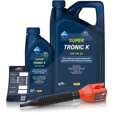 Aral 6 L SuperTronic K 5W-30 + Ölwechsel-Anhänger + Trichter [Hersteller-Nr. 15F477]