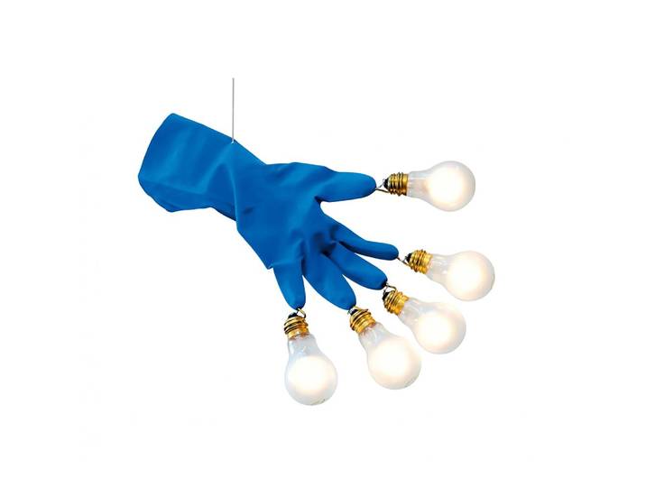 INGO MAURER lampe à suspension LUZY TAKE FIVE (Bleu - Gomme, laiton et plastique)