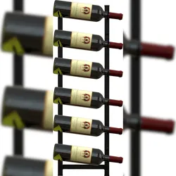 COSTWAY Weinregal Wand für 6 Weinflaschen, metallener Flaschenhalter, Industrie-Flaschenregal, schwarzes Aufbewahrungsregal