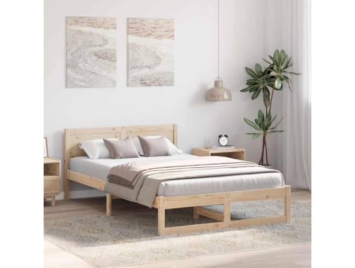 KTHLBRH Bettgestell Kiefer massiv 120 x 200 cm Minimalistisches Design, Naturholz, rechteckige Form, modernes Zimmer