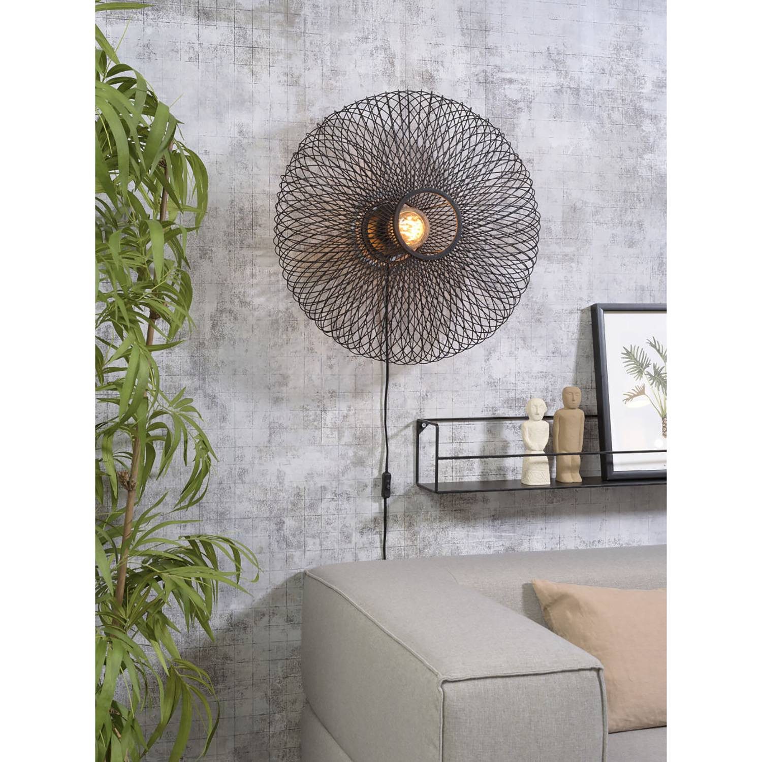home24 Wandlamp Cango zwart, Ø 60 cm, E27