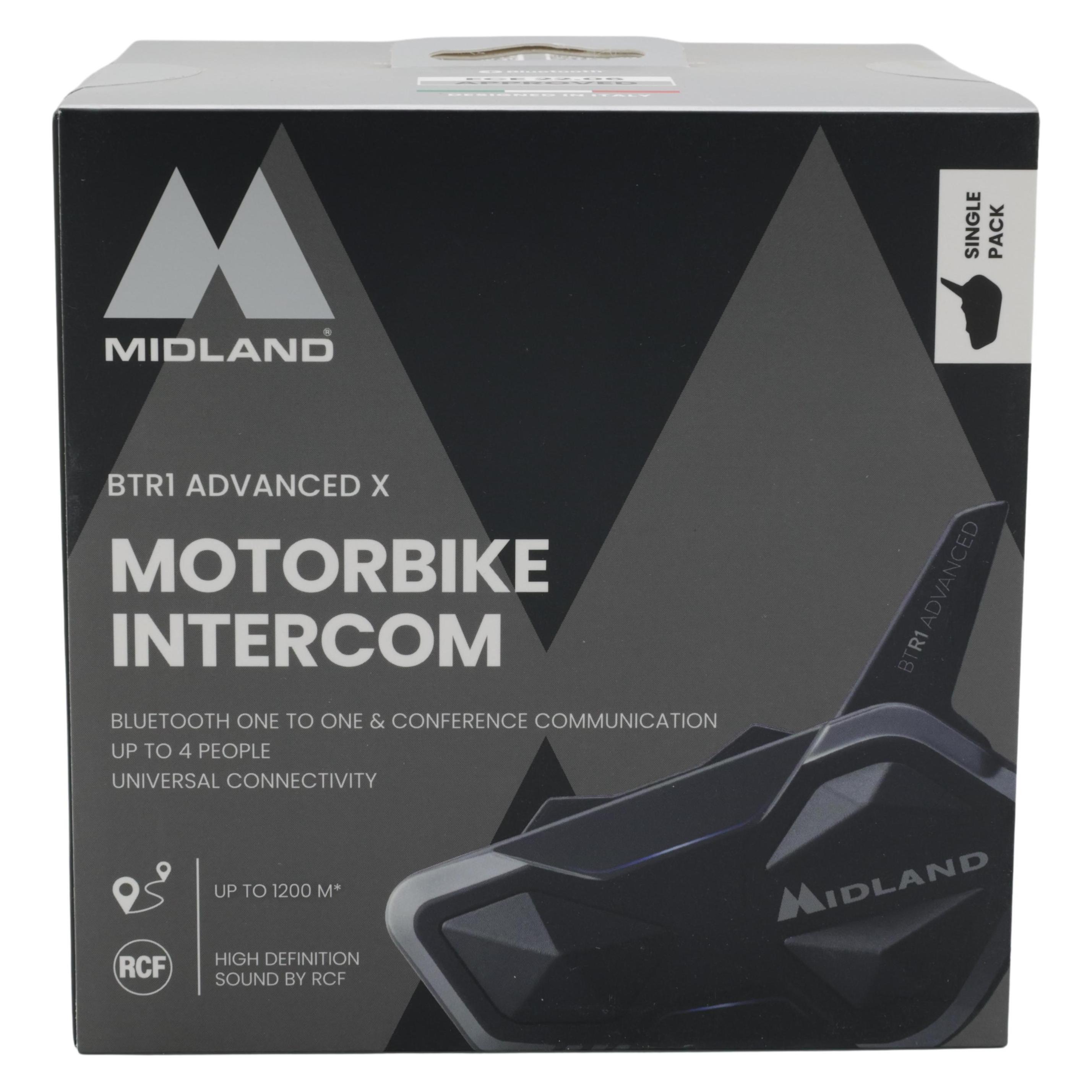Midland BTR1 Advanced X, Bluetooth Kommunikation, Einzelgerät (0.80 km) (8011869207921)