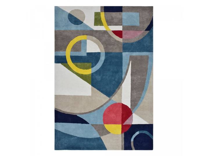Tapis salon tufté main en coton 100% bio, multicolore 160x230