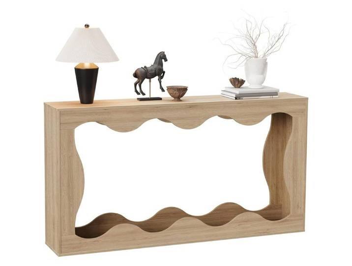 Table Console 160 cm Console Meuble Console style campagnard industriel table étroite pour entrée couloir couleur bois naturel