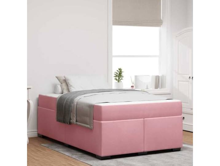 Samtbezug Bettgestell mit Matratze Schlafzimmer Design Rosa 120 x 200 cm Bettrahmen mit Matratze Rosa 120 x 200 cm Samtstoff Polsterbett mit Bettkasten Taschenfederkern-Matratze Stabilholz