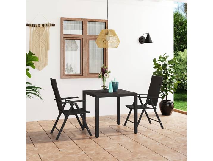 vidaXL 3-tlg. Garten-Essgruppe Schwarz