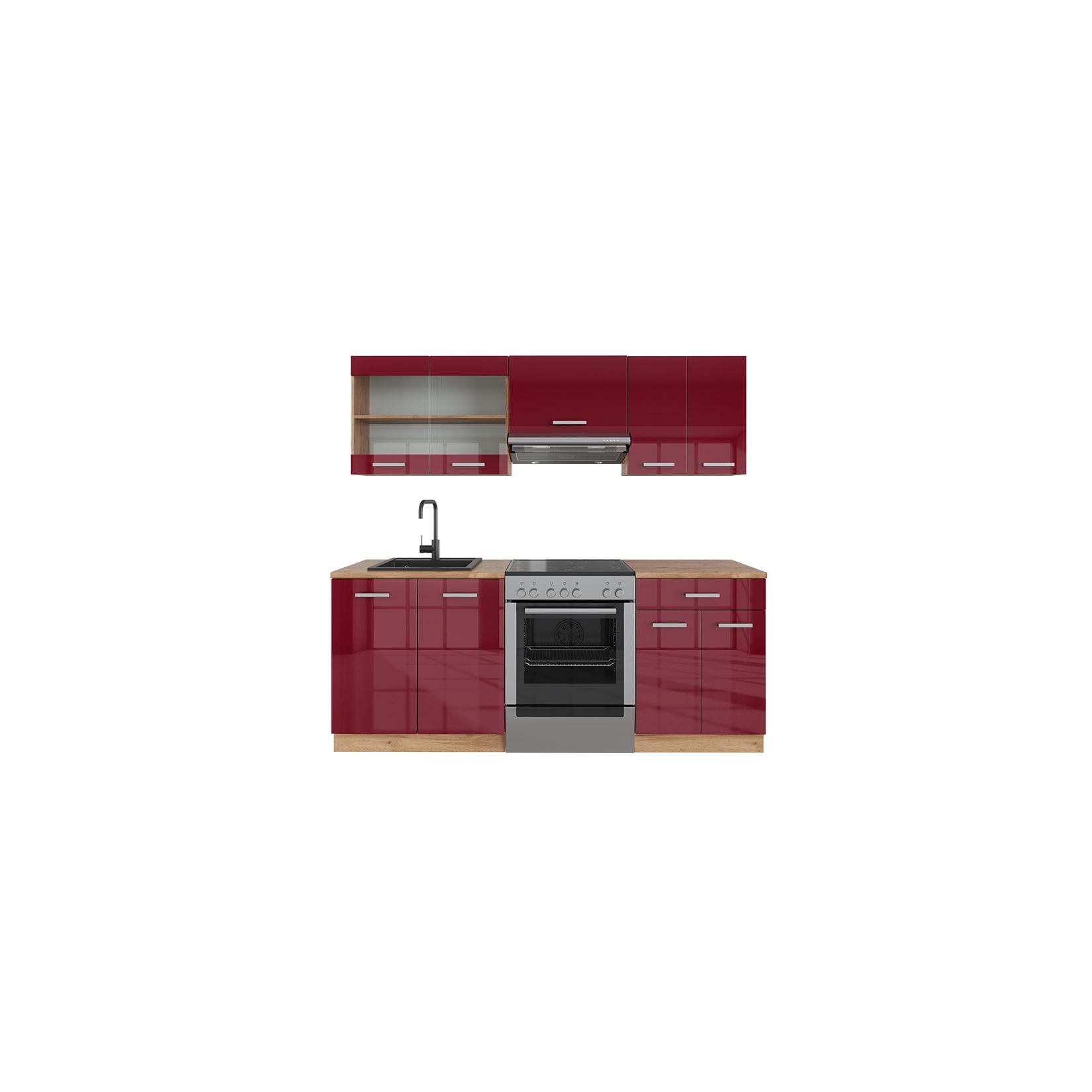Vicco Küchenzeile Küchenblock Einbauküche R-Line 200 cm Front Bordeaux