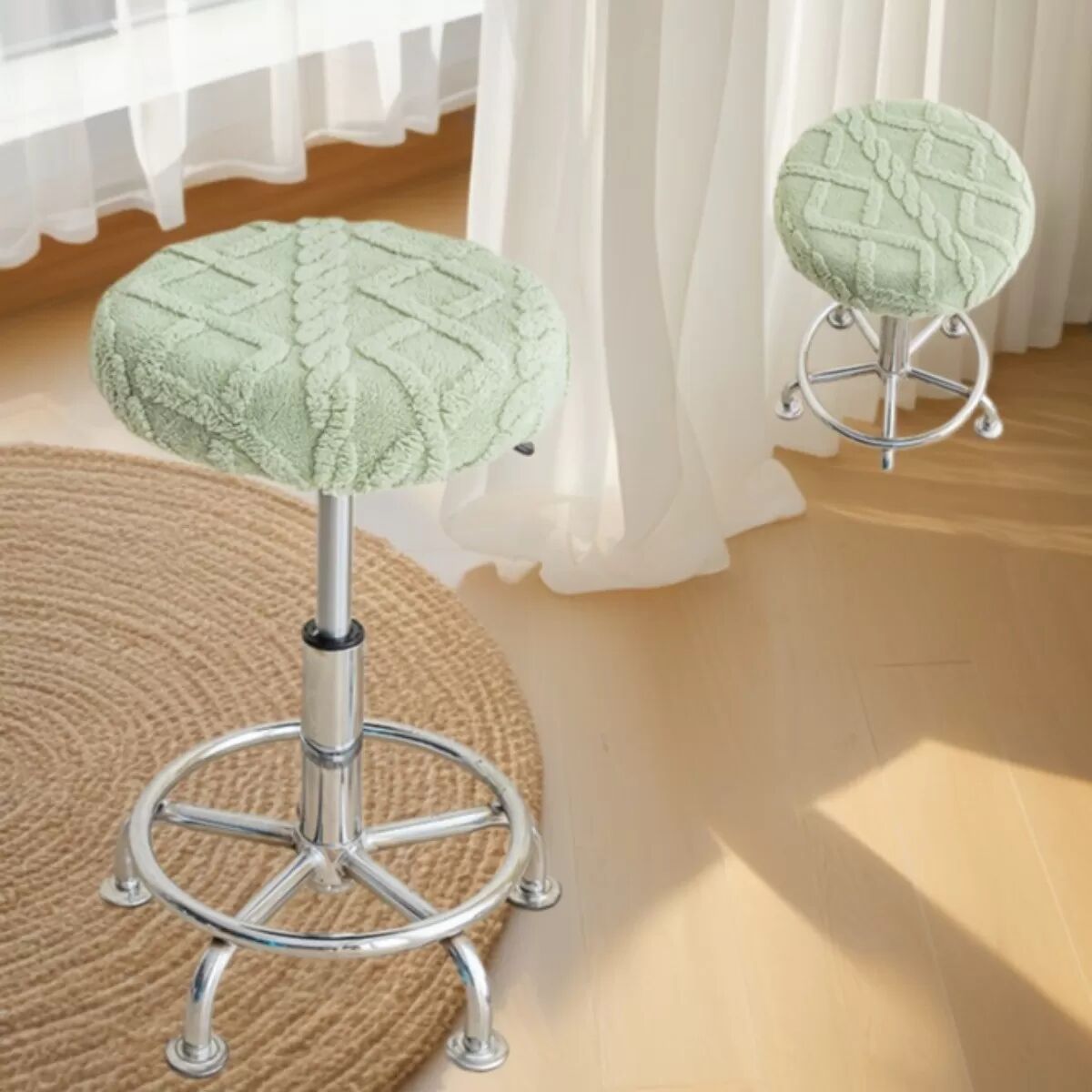 INF 2er-Pack Gestrickte Drehstuhl-Hockerhusse: Moderner & Bequemer Sitzschutz Grün