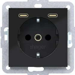 Hager Stkd SCHUKO USB-C 2f 20W WAS4055BG