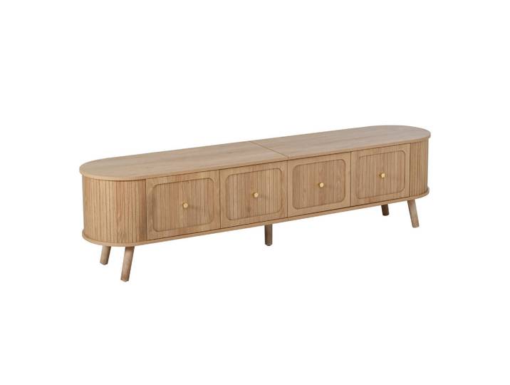 ComfortXL Lowboard De-40260 mit Vintage-Design Eichenholz, Eichefarben, 180x47x38 cm, Wohnzimmer, TV Möbel, Lowboards, Lowboards stehend