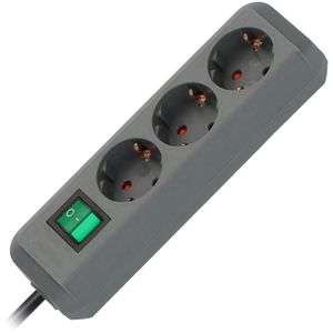 Brennenstuhl Steckdosenleiste Eco-Line, 1,5m Kabel, 3-fach in silbergrau mit Schalter