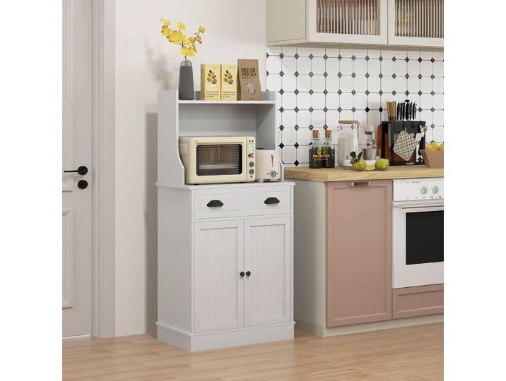 HOMCOM Armoire Micro-Ondes Blanc 1 Tiroir 2 Portes