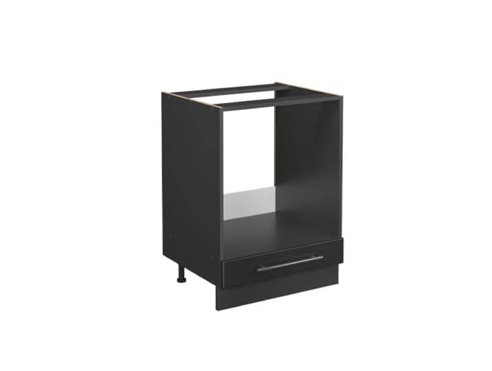 Vicco Herdumbauschrank Fame-Line , Anthrazit Hochglanz, 60 cm MDF-Front · Arbeitsplatte Anthrazit · Höhenverst. Füße · Metallgriffe · Einfache Integration