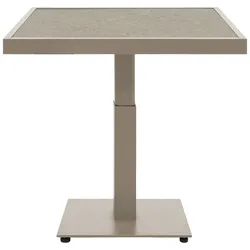 Gartencouchtisch Scale - Aluminium & Keramik, Höhenverstellbar, 85x85 cm, Khaki