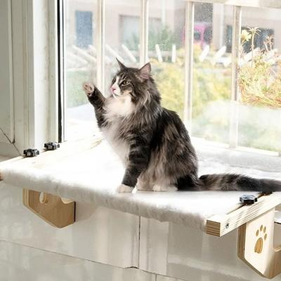 Uplift Essentials Creative Wooden Frame Paw Print Cat Window Perch Creative Wooden Frame Paw Print Cat Window Perch