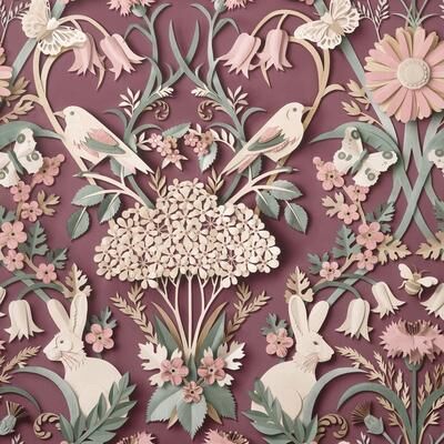 Fine Decor Fae Plum Woodland Wall - 20.5 x 396 x 0.025