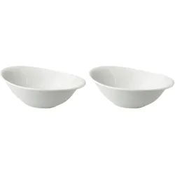 2 x palmer White Delight Leaf Schalen oval im Set, Porzellan, 21 x 13,5 cm, 0,45 L, weiß glänzend,  Blatt Form, modern, für Suppe, Salat oder Pasta