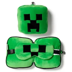 Relaxeazzz Minecraft Creeper Plüsch Reisekissen & Schlafmaske