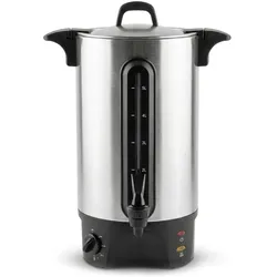 Deski Glühweinkocher 5L mit Zapfhahn, Edelstahlgehäuse: 1300W – Ein Heissgetränkespender für Feste, Glühwe, Getränkespender, Schwarz, Silber