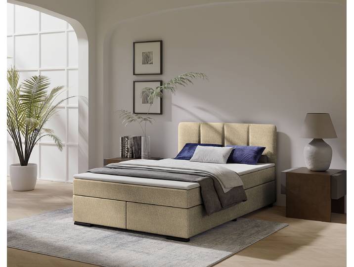 Boxspring-/Familienbett Rheem Typ B 120 x 220cm Webstoff Mavie Beige