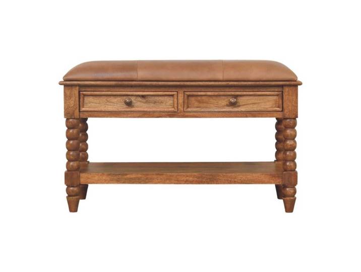 SITZBANK mit Amber-Eichen-Finish, 2 Schubladen, 1 offene Ablage, hellbraun.
