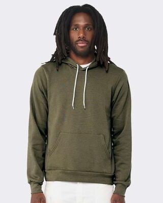 Bella + Canvas 3719 Sponge Fleece Hoodie in Heather Olive size XS B3719, BC3719