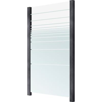 Zaun STAKET PRO, grau, Pfosten: 2 Stk., Aluminium, Glas, Zaunelemente, Glaszaun, Gesamtlänge: 1,217 m, 2 Pfosten