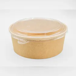 300 Stück Salatschalen Salatbowl 1300ml Kraft Papier & 300 Stück Deckel PP 187mm x 67mm