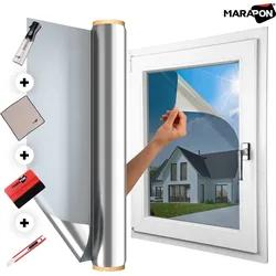 Spiegelfolie | Hitzeschutz-Bundle | All-in-One Lösung - 44.5x400 cm / Statisch haftend (Innenanbringung) / Silber